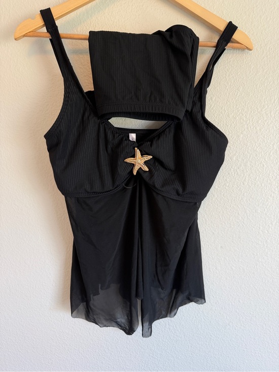 Dokotoo Other - Black Sheer Sleeveless Swim Set with Gold Starfish Accent